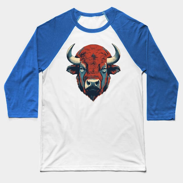 Buffalo Red Blue and  Ture Baseball T-Shirt by DavidLoblaw